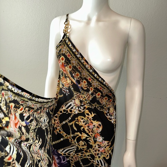CAMILLA “A Night in the 90s” black print sarong with straps coverup dress S - Picture 7 of 10